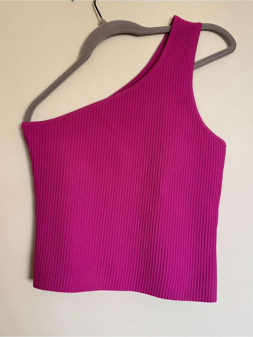 Sincerely Jules Pink Purple One Shoulder Asymmetrical Ribbed Cropped Top Sz L